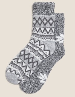 2pk Velvet Ankle High Socks