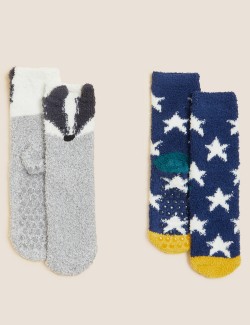 2pk Badger & Star Socks