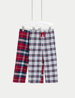 Kids' 2pk Checked Family Christmas Pyjama Bottoms (1-16 Yrs)