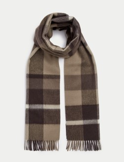 Pure Merino Wool Checked Scarf