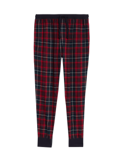 Brushed Cotton Rich Checked Jogger Bottoms