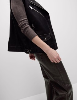 Leather Look Patch Pocket Wide Leg Trousers