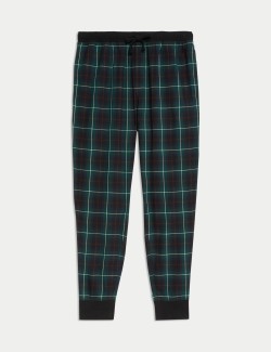 Cotton Rich Brushed Checked Jogger Bottoms