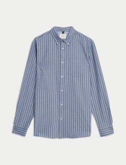 Cotton Rich Twill Striped Oxford Shirt