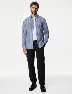 Cotton Rich Twill Striped Oxford Shirt