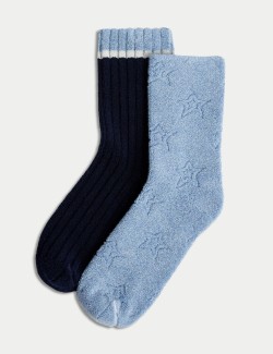 2pk Thermal Cotton Rich Ankle High Socks