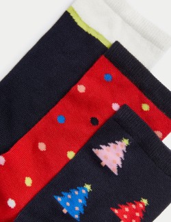 3pk Sumptuously Soft™ Christmas Ankle High Socks