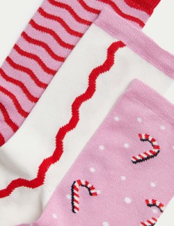 3pk Sumptuously Soft™ Candy Cane Ankle Socks