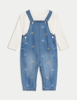 Dino Embroidered Dungaree Outfit (0-3 Yrs)