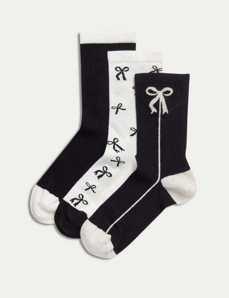 3pk Sumptuously Soft™ Bow Ankle High Socks