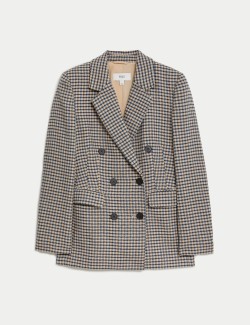 Tweed Tailored Houndstooth Blazer with Wool