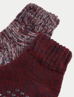 2pk Short Slipper Socks with Wool