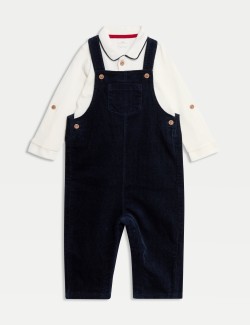 2pc Pure Cotton Cord Dungaree Outfit (0-3 Yrs)