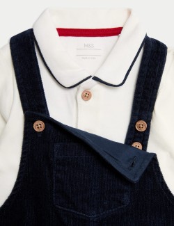 2pc Pure Cotton Cord Dungaree Outfit (0-3 Yrs)