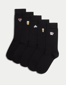 5pk Cool & Fresh™ Embroidered Cotton Rich Socks