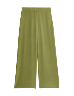 Pure Silk Wide-Leg Trousers