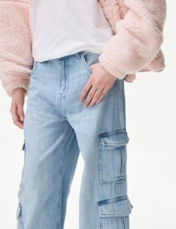 Denim Wide Leg Cargo Jeans (6-16 Yrs)