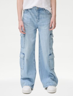 Denim Wide Leg Cargo Jeans (6-16 Yrs)