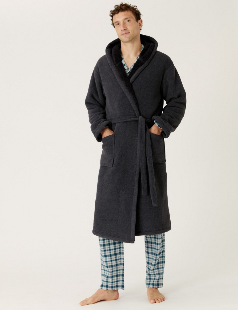 Fleece Supersoft Hooded Dressing Gown