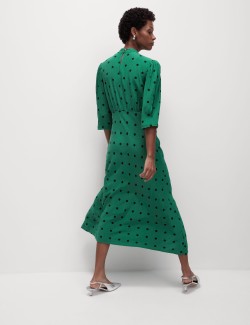 Printed High Neck Midaxi Tea Dress