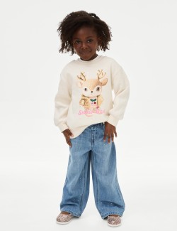 Cotton Rich Christmas Reindeer Sweatshirt (2-8 Yrs)