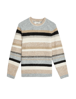 Striped Crew Neck Jumper with Wool