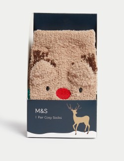 Reindeer Cosy Socks (6 Small - 7 Large)