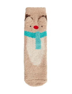 Reindeer Cosy Socks (6 Small - 7 Large)