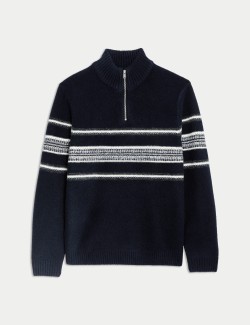 Supersoft Striped Half Zip Jumper