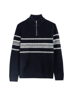 Supersoft Striped Half Zip Jumper