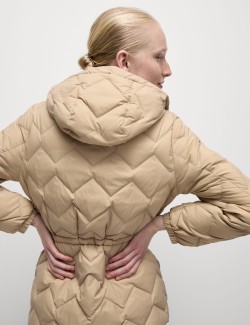 Feather & Down Quilted Hooded Puffer Jacket