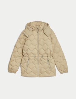 Feather & Down Quilted Hooded Puffer Jacket