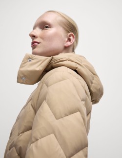 Feather & Down Quilted Hooded Puffer Jacket