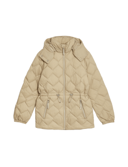 Feather & Down Quilted Hooded Puffer Jacket