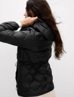 Feather & Down Quilted Hooded Puffer Jacket