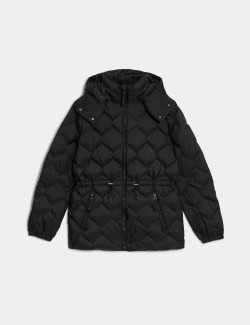 Feather & Down Quilted Hooded Puffer Jacket