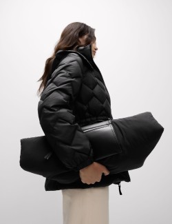 Feather & Down Quilted Hooded Puffer Jacket