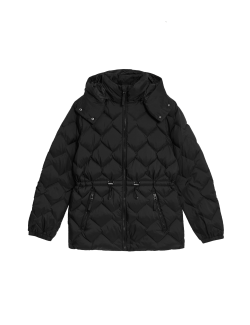 Feather & Down Quilted Hooded Puffer Jacket