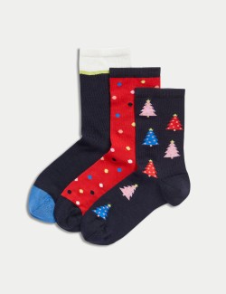 3pk Sumptuously Soft™ Christmas Ankle High Socks