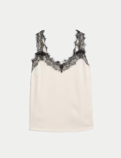 Satin Lace Detail Cami Top