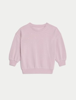 Cotton Rich Diamante Sweatshirt (2-8 Yrs)