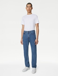 Straight Fit Pure Cotton Flat Front Jeans