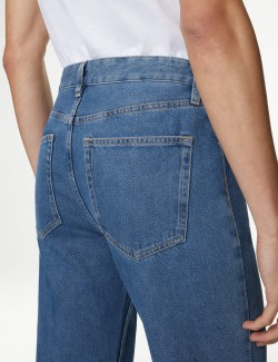 Straight Fit Pure Cotton Flat Front Jeans