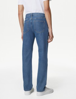 Straight Fit Pure Cotton Flat Front Jeans