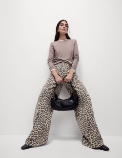 Animal Print Wide Leg Jeans