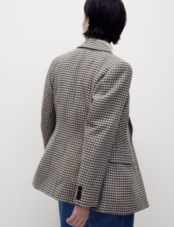 Tweed Tailored Houndstooth Blazer with Wool