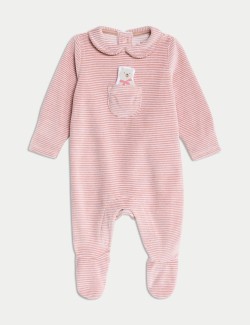 Velour Striped Bear Sleepsuit (0-12 Mths)