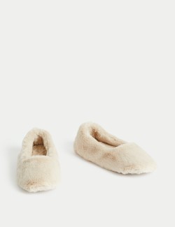 Faux Fur Ballerina Slippers