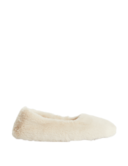 Faux Fur Ballerina Slippers