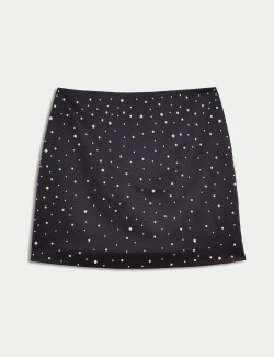 Embellished Mini A-Line Skirt